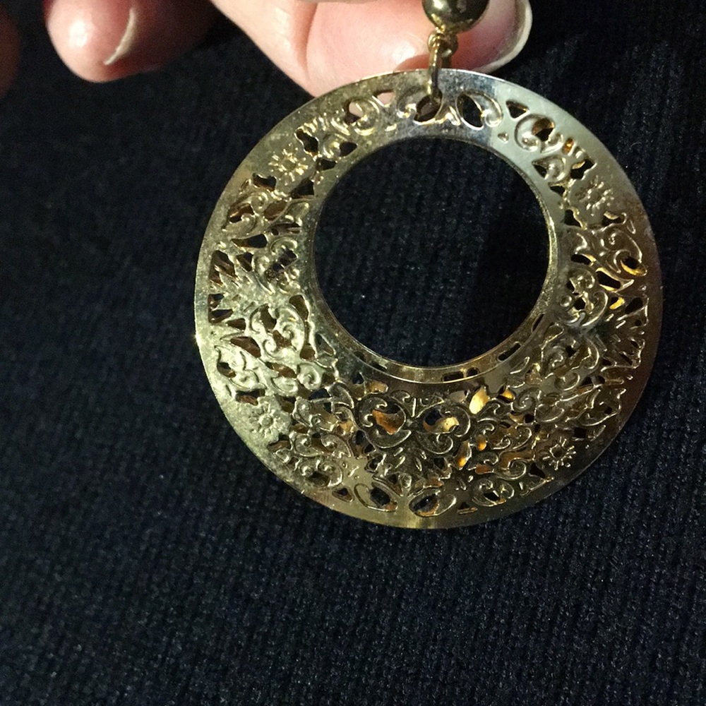 Gold Filigree Earrings - Picture 2 of 2